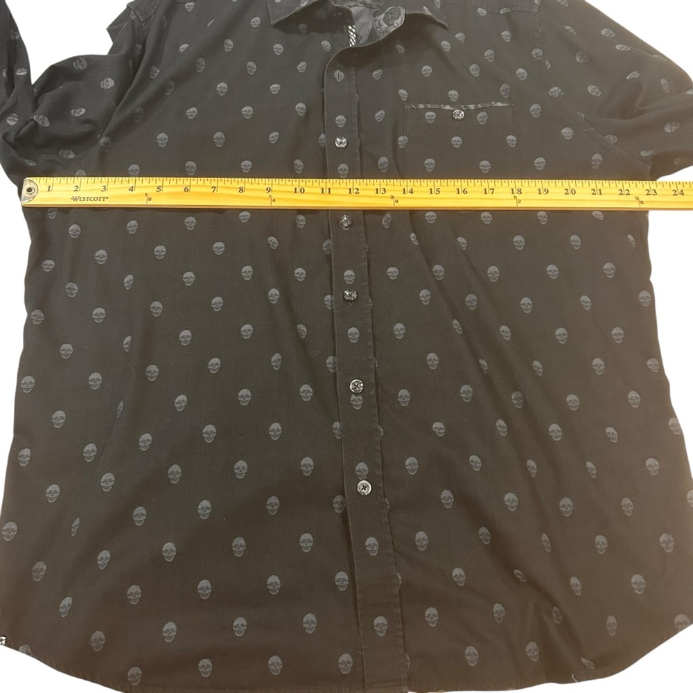 Robert Graham mens skull Pattern button up black Shirt Size 2XL Taylored fit fun - Picture 4 of 16